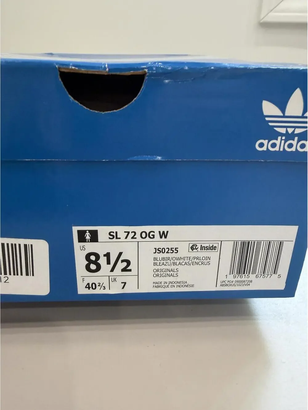 adidas Retro Blue White Suede Nylon Sneakers with Box SL 72 OG 8.5